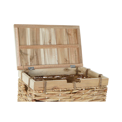 Set of decorative boxes DKD Home Decor Multicolour Natural Wood Metal